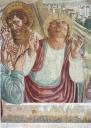 Dettaglio del tabernacolo della Madonna della Tosse - Con i disegni preparatori in vista