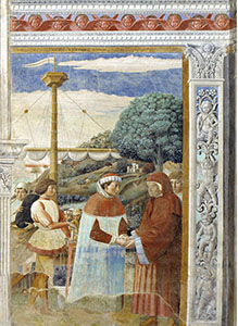 Agostino dopo l’incontro con Fausto di Milevi decide di partire per Ostia, chiesa di Sant'Agostino, San Gimignano.