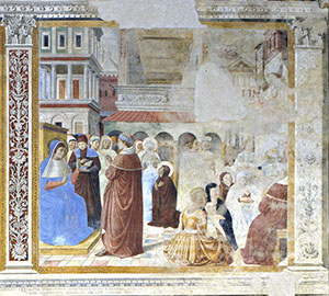 Agostino ascolta la predica di Ambrogio, chiesa di Sant'Agostino, San Gimignano.