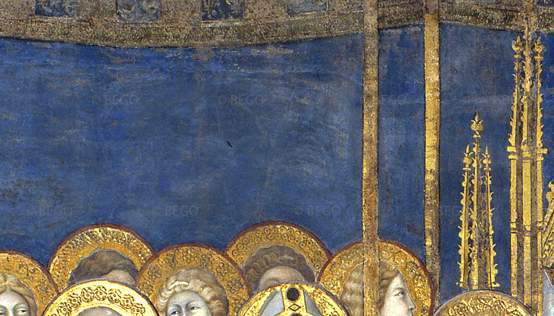 Maestà di Lippo Memmi, dettaglio del cielo, Palazzo Comunale, San Gimignano