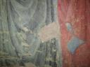 Ultima fase della reintegrazione pittorica - con colori ad acquerello e impiego della metodologia della selezione cromatica nelle lacune-mancanza, con abbassamento di tono in tutte le abrasioni vandalismi o perdite della sola pellicola pittorica
