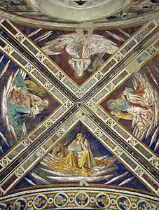 Dettaglio della volta con i quattro Evangelisti, chiesa di Sant'Agostino, San Gimignano.