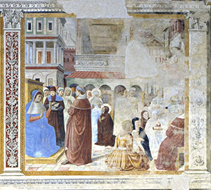 Agostino ascolta la predica di Ambrogio