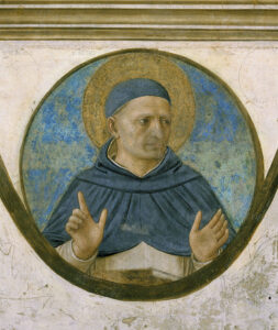 Crocifissione, particolare del tondo con ritratto di san Vincenzo Ferrer